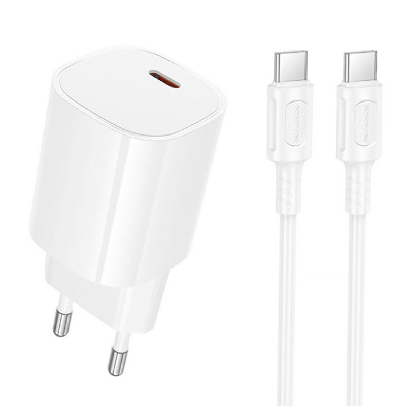 СЗУ Borofone BA103A Pudding PD20W (1USB-C) + кабель Type-C to Type-C Херсон - изображение 1