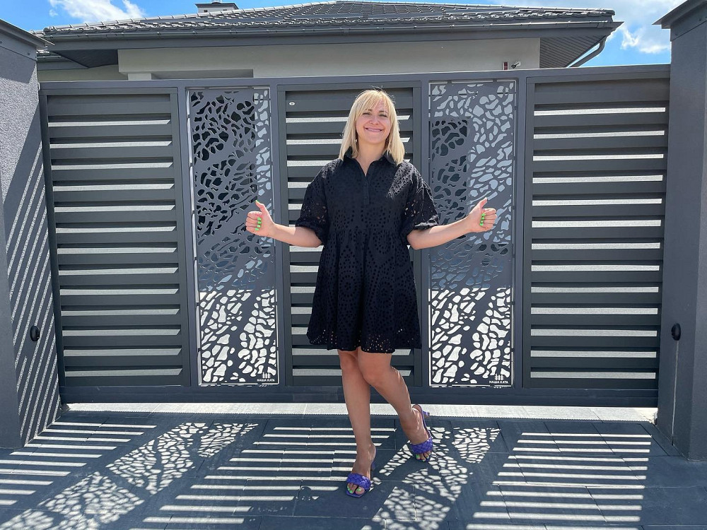 Відкатні ворота з декоративною вставкою Рахов - изображение 10