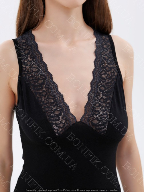 Женская чёрная ночная сорочка с кружевом на широкой бретели "Amour" (60047) (арт. 1669) Кривой Рог - изображение 2