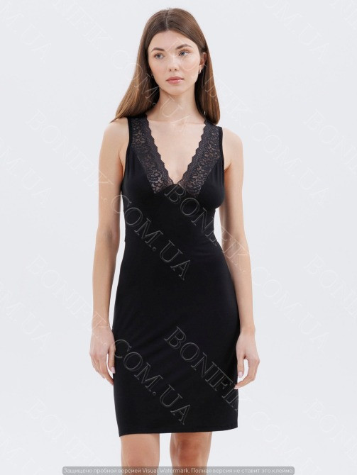 Женская чёрная ночная сорочка с кружевом на широкой бретели "Amour" (60047) (арт. 1669) Кривой Рог - изображение 1