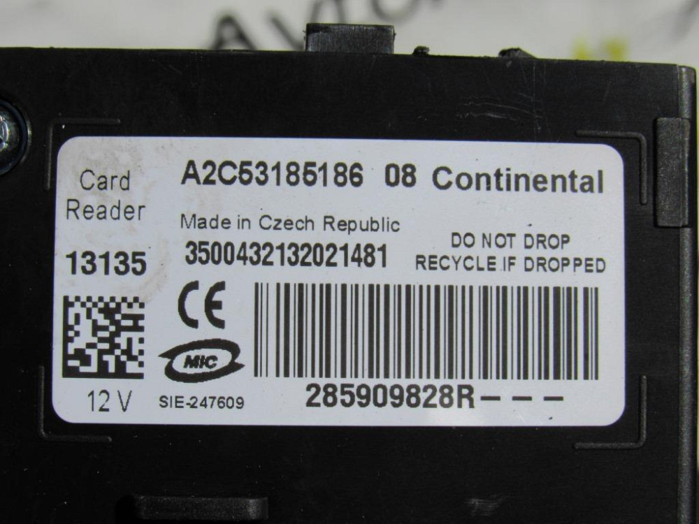 Считыватель ключ карты Renault Scenic III 2009-2016 (285909828R) Ковель - изображение 2