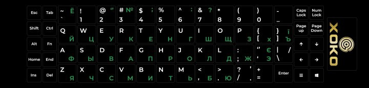 Наклейка на клавиатуру Украинский/Английский/Русский XoKo XK-KB-STCK-MD 68 клавиш Київ - зображення 1
