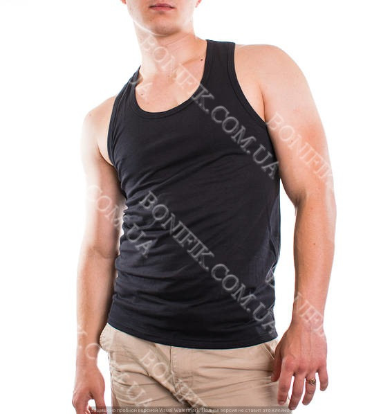Мужская чёрная хлопковая майка ТМ "BONO" (арт. М 950101) Кривий Ріг - зображення 1