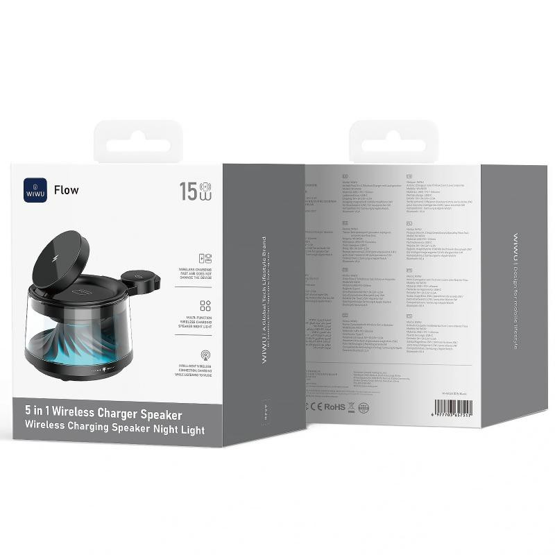 БЗУ WIWU Wi-W039 Flow 5in1 wireless charger with Speaker & Night Light 15W Херсон - зображення 6