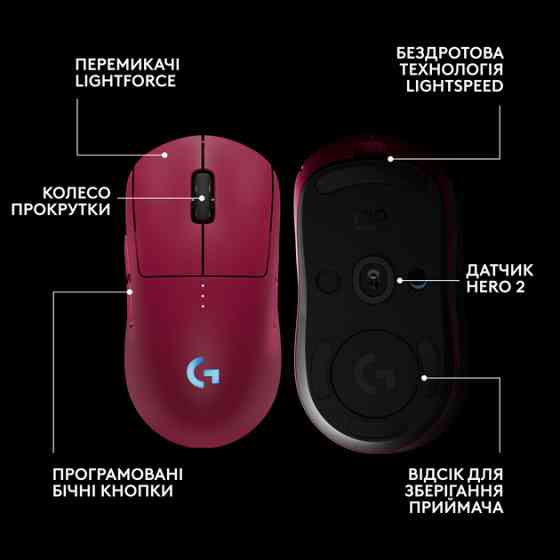 Мышь компьютерная безпроводная Logitech PRO 2 Lightspeed Magenta L910-007309 розовая Киев