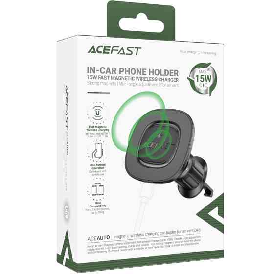 Автодержатель с БЗУ Acefast D46 QI2 Magnetic Charging 15W (air outlet) Херсон