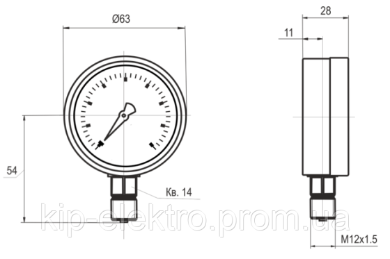 Мановакуумметр МТ-2У-А от -100кПа до +300 кПа - радиальный штуцер Київ