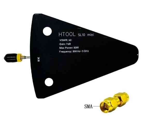 Антенна логопериодическая 50KHz-6GHz 7dB 50W SL10 mini, SMA-female + переходник (10947) Дніпро