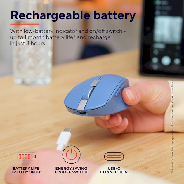 Мышь компьютерная безпроводная Trust Ozaa Compact Multi-Device Wireless Blue 24934_TRUST голубая Київ - зображення 9