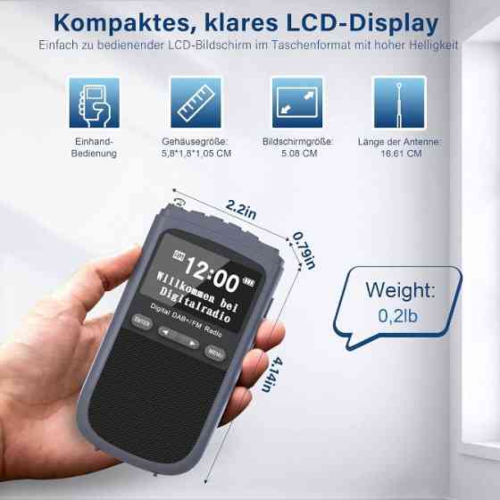 Портативне цифрове радіо Greadio DAB+ FM з навушниками. Компактне цифрове радіо Greadio з підтримко Днепр