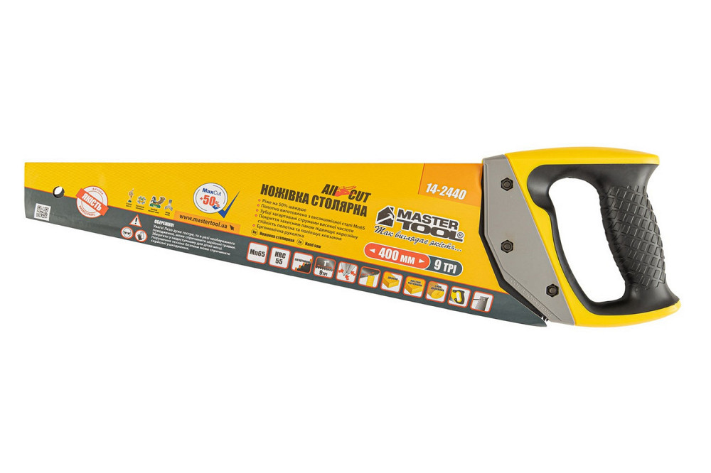 Ножовка столярная MASTERTOOL BLACK ALLIGATOR 400 мм 9TPI MAX CUT закаленный зуб 3-D заточка тефлонов Харьков - изображение 3
