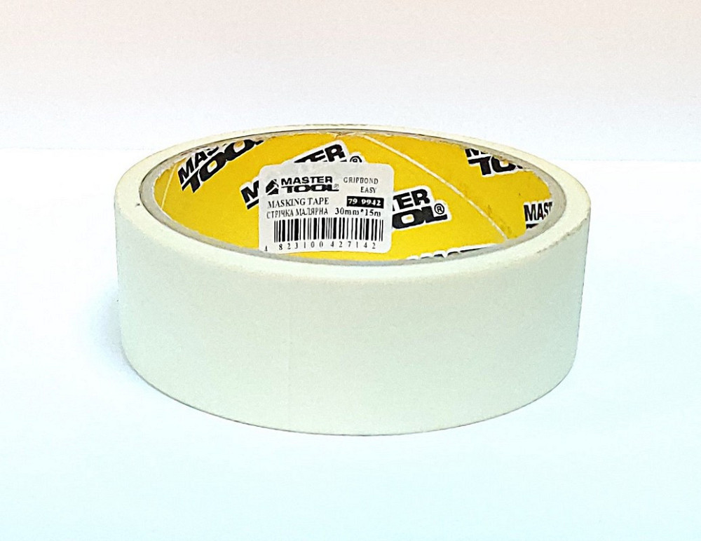 Лента малярная универсальная MASTERTOOL GripBond Easy 30 мм×15 м белая 79-9942 Харьков - изображение 1