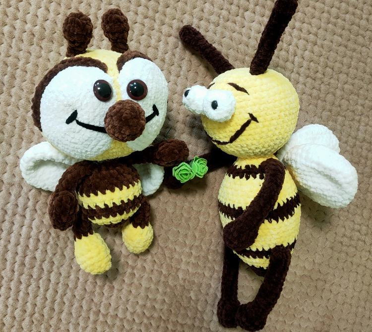 Іграшка жовта Бджілка комаха м'яка в'язана дитяча ручна робота Нововолинськ - зображення 4