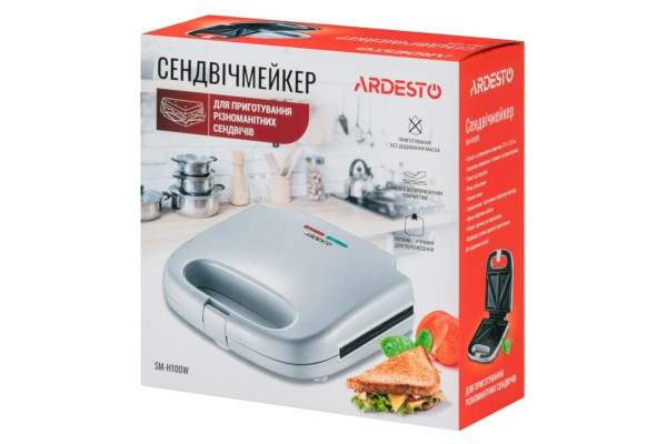 Сэндвичмейкер Ardesto SM-H-100-W 700 Вт Київ - зображення 4