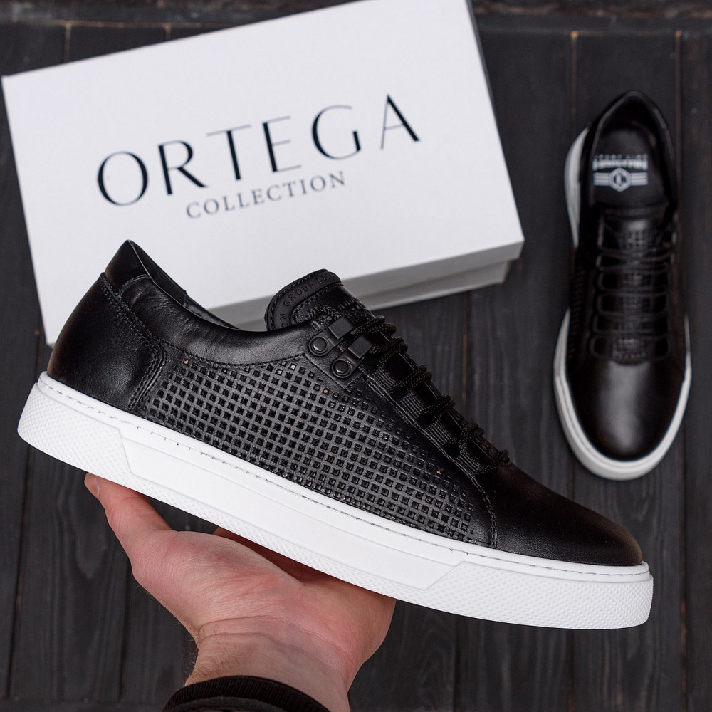 Мужские летние кожаные кеды Kristan перфорация Київ - зображення 6