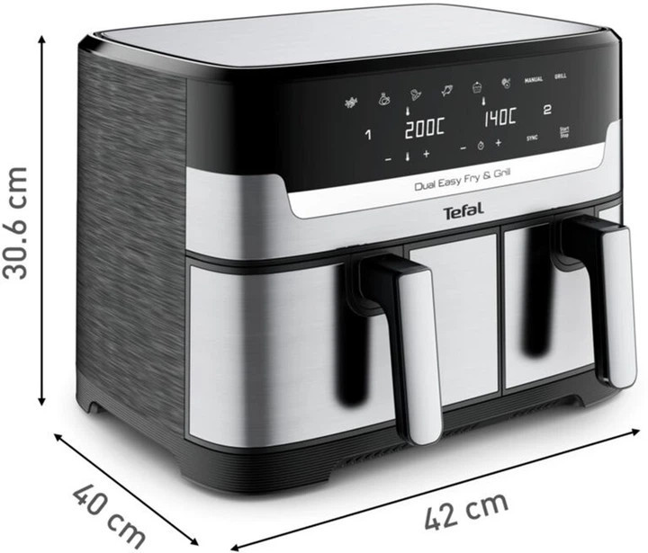 Мультипечь Tefal Dual Easy Fry&Grill Air Fryer EY905D10 8.3 л 2700 Вт серебристая Киев - изображение 10