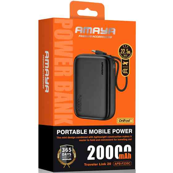 Портативное ЗУ Power Bank Amaya F235C PD22.5W with cable 20000 mAh Херсон