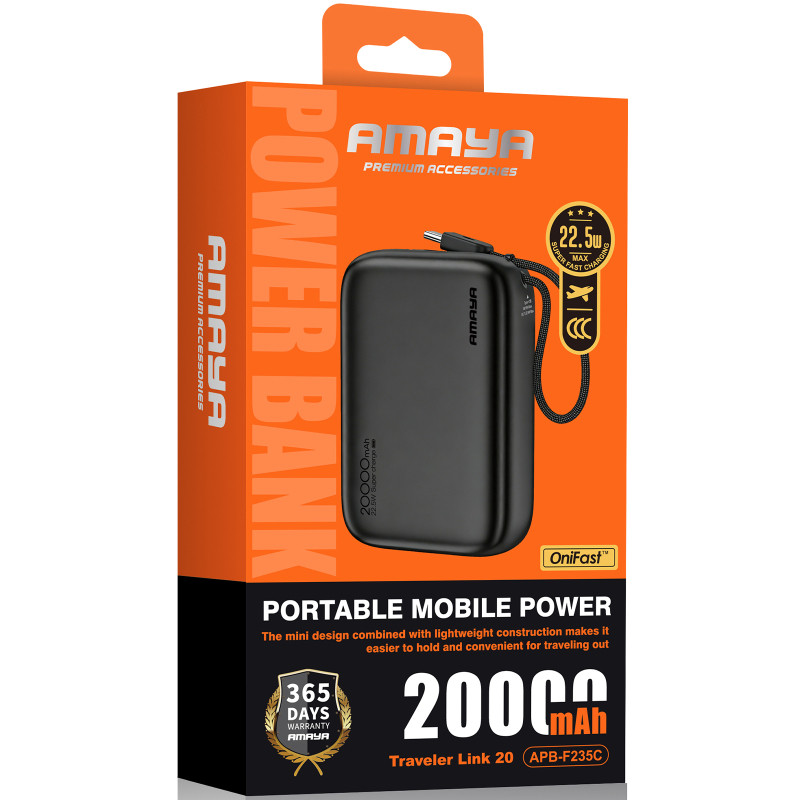 Портативное ЗУ Power Bank Amaya F235C PD22.5W with cable 20000 mAh Херсон - изображение 2