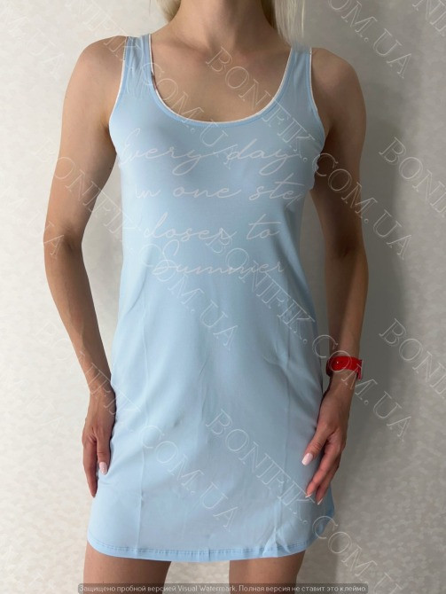 Женский голубой сарафан с принтом-надписью (16334) (арт. 1846) Кривий Ріг - зображення 2