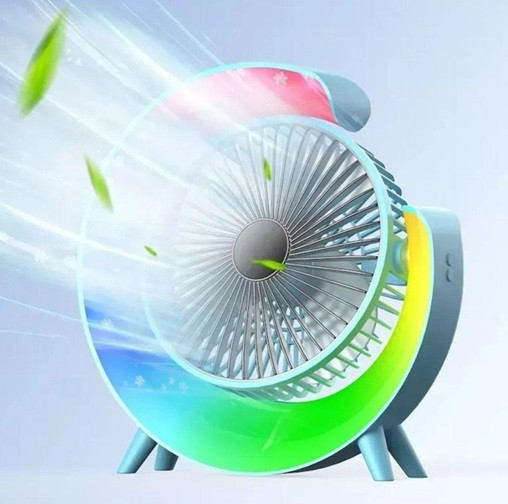 Вентилятор настольный бесшумный с подсветкой RGB Fan Colorful Desktop 19030 голубой Киев - изображение 3