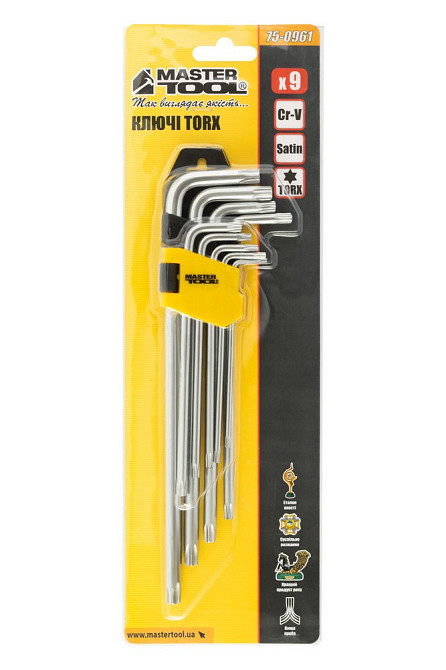 Ключи TORX MASTERTOOL CrV Т10/Т50 90/227 мм набор 9 шт 75-0961 Харьков - изображение 4