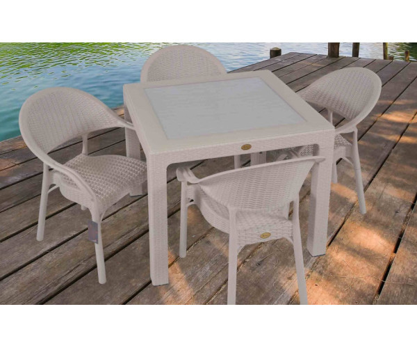 Стіл Олаф пластиковий ротанг 90*90 бежевий Дніпро - зображення 3