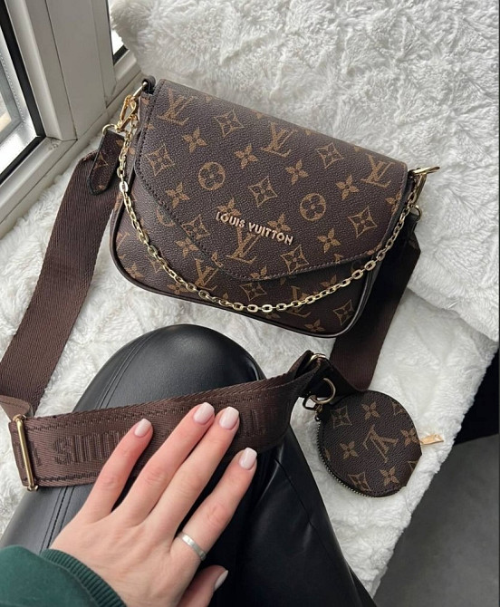 сумка крос боді Louis Vuitton 2 в 1 жіноча модні брендові сумки з широким ременем Турція SDO6 Луцьк - зображення 4