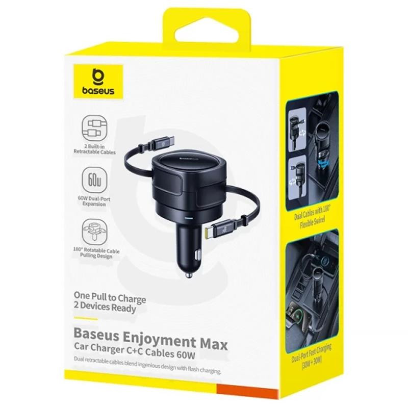 АЗУ Baseus Enjoyment Max PD60W with retractable cable (2USB-C) (C00035507121) Херсон - зображення 3