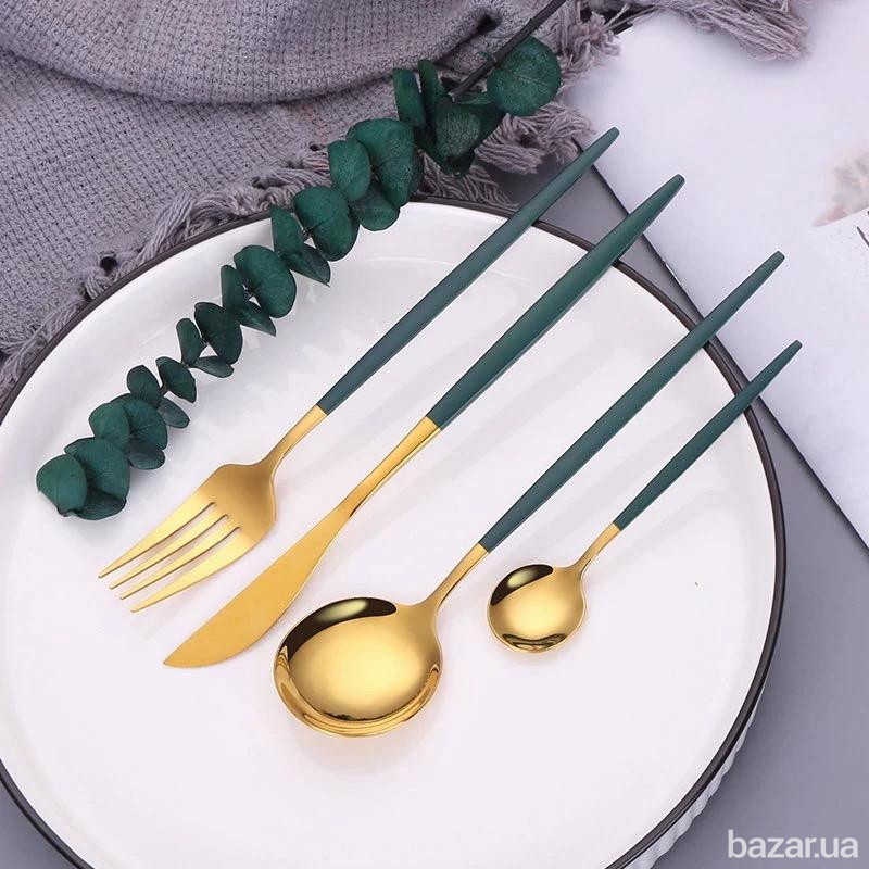 Набор столовых приборов Kitchen зелёный Київ - зображення 3