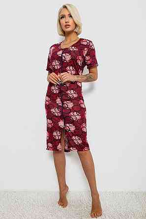 Халат жіночий на блискавці з принтом, бордовий | Новий | XL-4XL Одеса