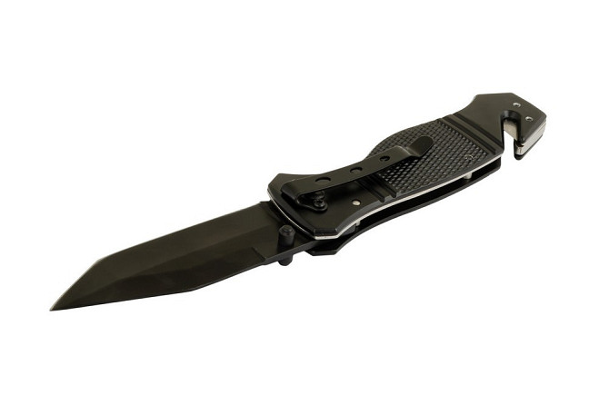 Нож складной MASTERTOOL "ELMAX" 207х37х16 мм черное нержавеющее лезвие алюминиевая рукоятка стропоре Харьков - изображение 3