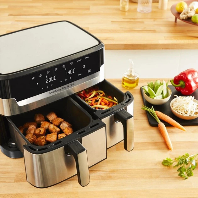 Мультипечь Tefal Dual Easy Fry&Grill Air Fryer EY905D10 8.3 л 2700 Вт серебристая Киев - изображение 8