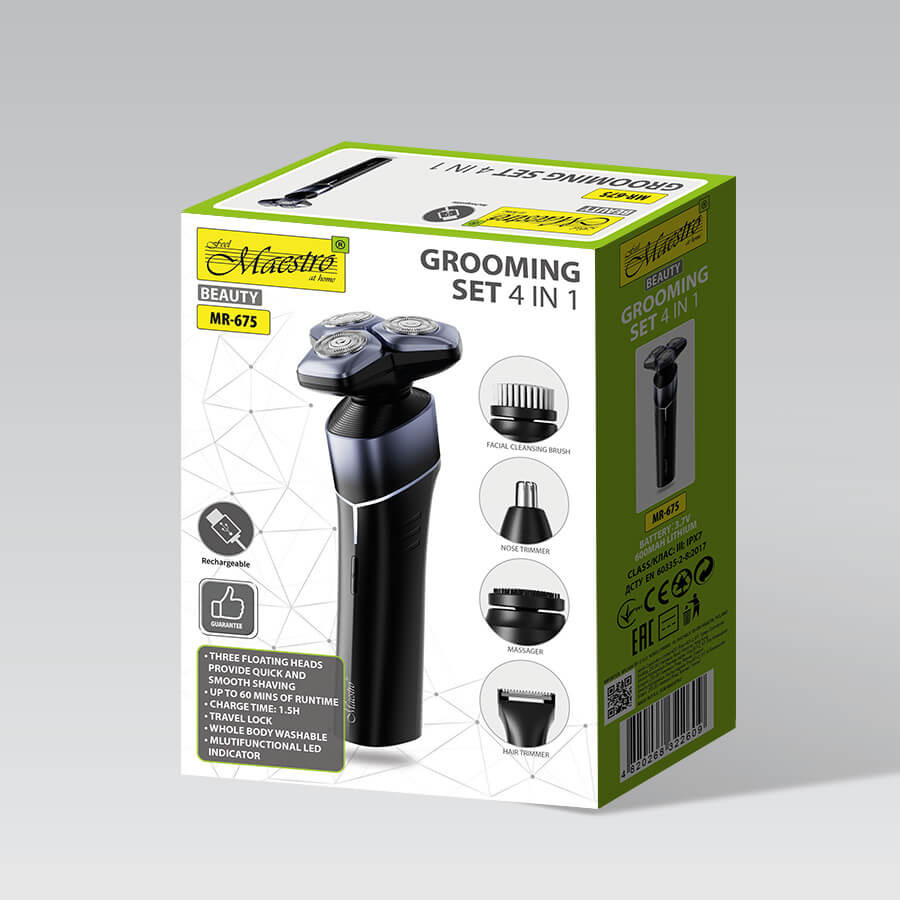 Электробритва в наборе 4 в 1 Maestro MR-675 черный Київ - зображення 5