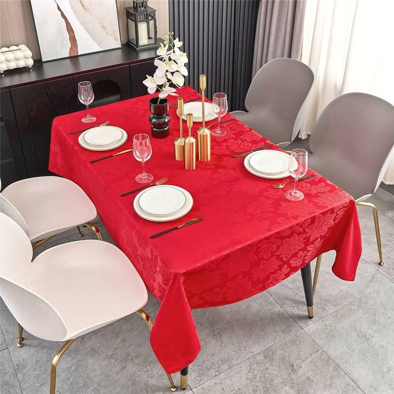 Жаккардовая скатерть Leeseph Рождественник 130х180см красная Одесса - изображение 2