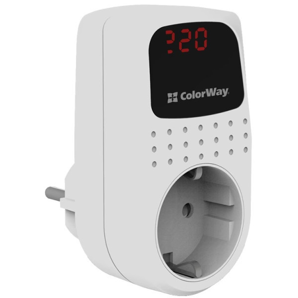 Реле напруги ColorWay (16A/3680W) 150V-210V/230V-280V DS2 Black/White (CW-VR16-02D) Харків - зображення 2