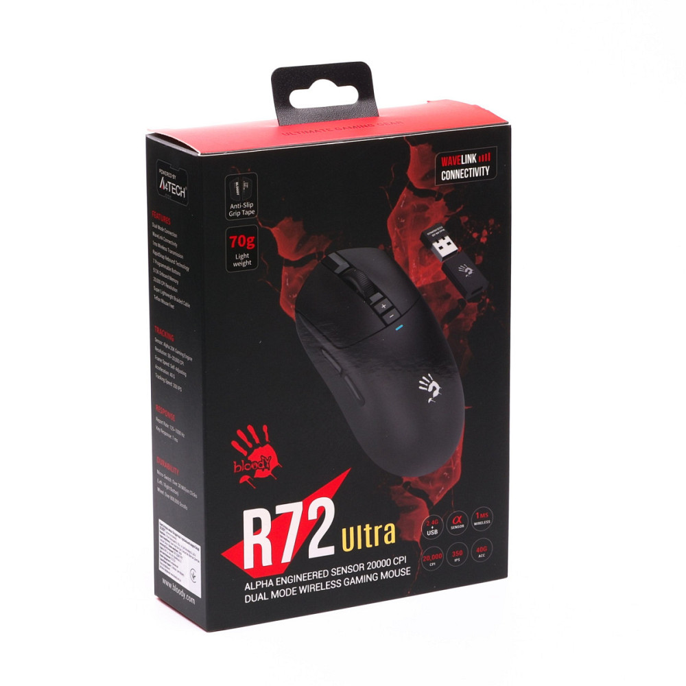 Мышь компьютерная безпроводная Bloody R72 Ultra Black черная Київ - зображення 10