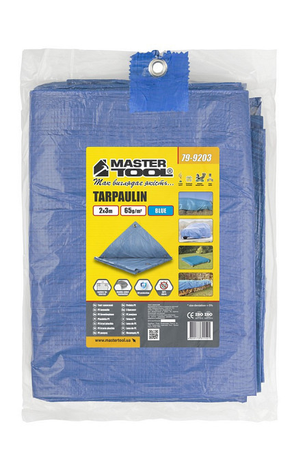 Тент универсальный MASTERTOOL TARPAULIN 2 × 3 м 65 г/м² Blue 79-9203 Харьков - изображение 8