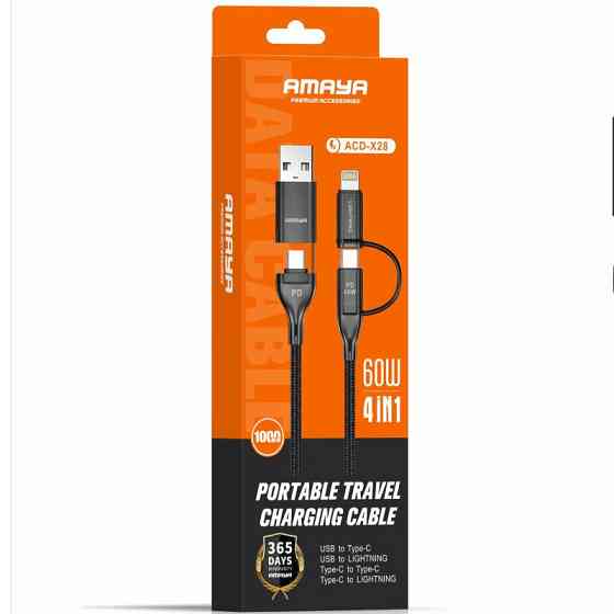 Дата кабель Amaya ACD-X28 4in1 Type-C to USB/Type-C to Lightning 60W (1m) Херсон