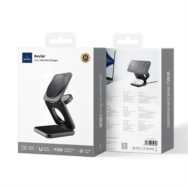 БЗУ WIWU Wi-W035 Kevlar Mag Go 3 in 1 wireless charger Херсон - зображення 5