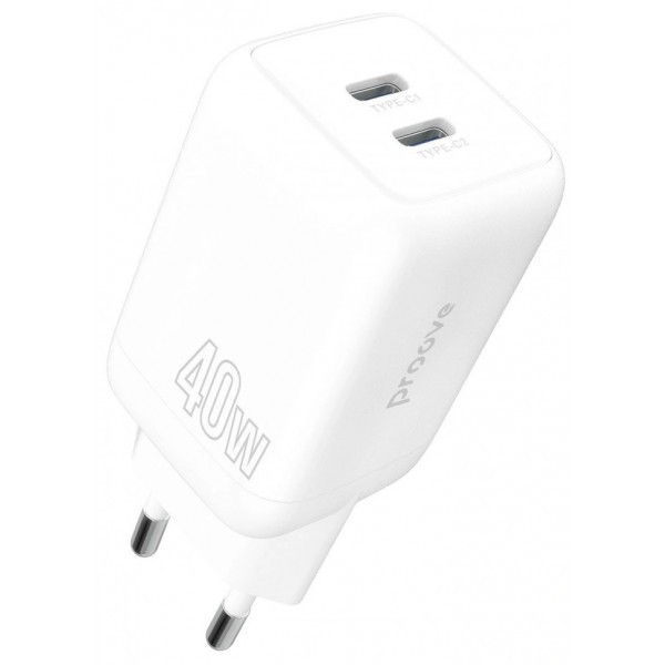 Мережевий зарядний пристрій Proove Silicone Power 40W (Type-C + Type-C) White (WCSP4020002) (Код тов Харьков - изображение 1