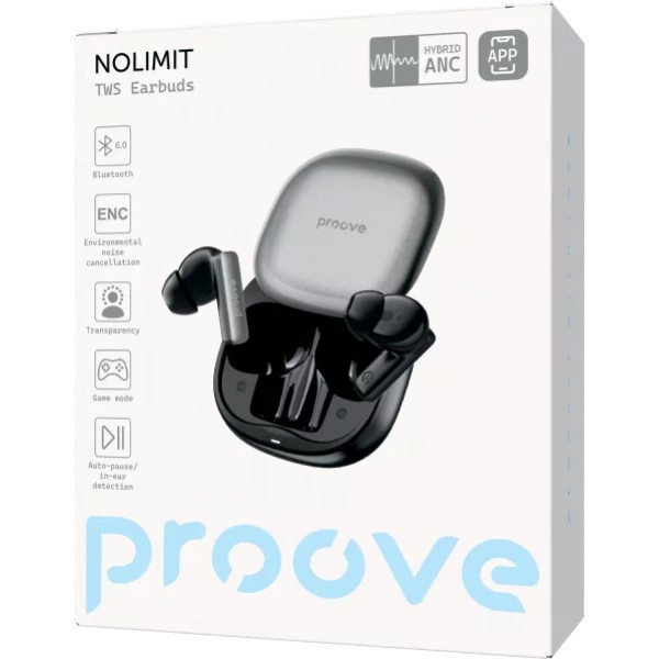 Bluetooth-гарнітура Proove NoLimit TWS with Hybrid ANC (APP) Black/Gray (TWNL0001AP13) (Код товару:4 Харків - зображення 4
