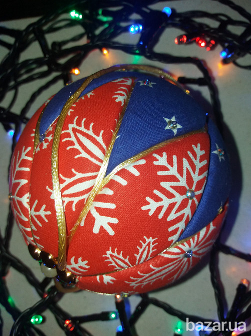 Новогодний текстильный шар, елочная игрушка Кимекоми. Авторская ручная работа. Отличное качество Київ - зображення 5