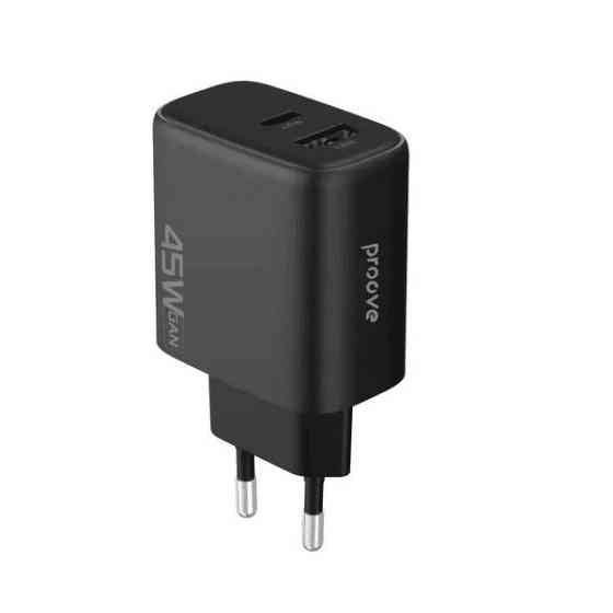 Мережевий зарядний пристрій Proove Silicone Power 2 45W (Type-C + USB) Black (WCSP24110001) Харків