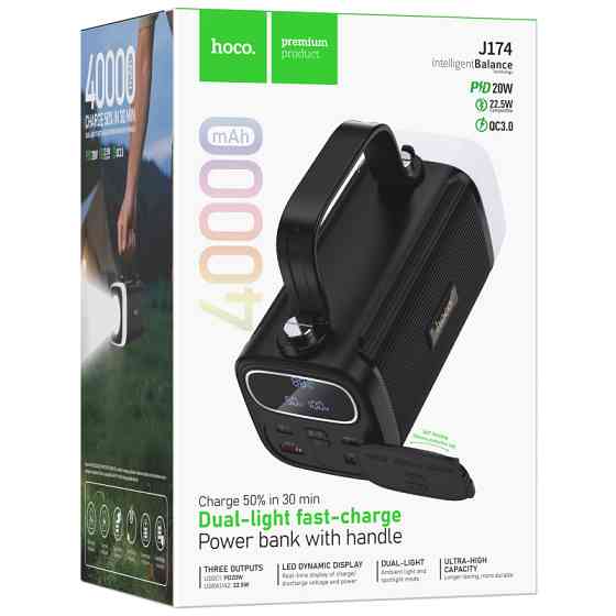 Портативное ЗУ Power Bank Hoco J174 Unimpeded 22.5W+PD20W dual lighting 40000 mAh Херсон