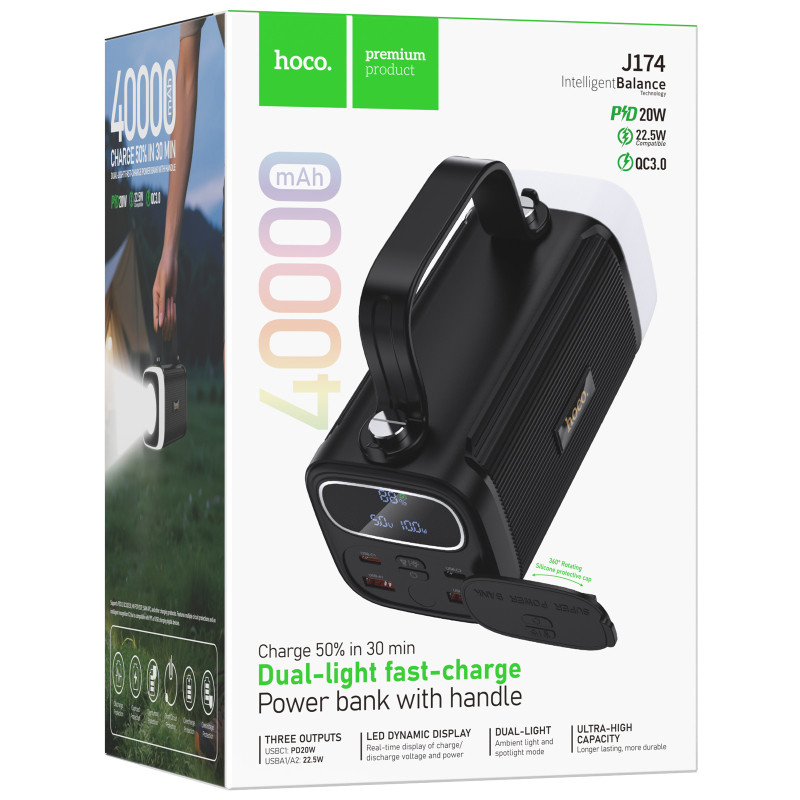 Портативное ЗУ Power Bank Hoco J174 Unimpeded 22.5W+PD20W dual lighting 40000 mAh Херсон - зображення 2