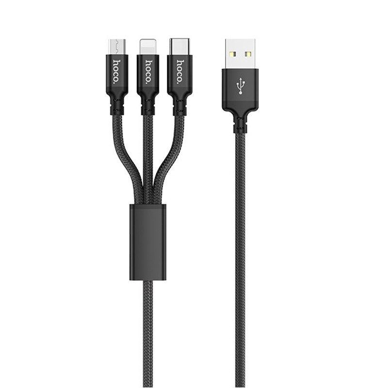 Дата кабель Hoco X14 Times Speed 3in1 (Lightning+Micro USB+Type-C) (1m) Херсон - изображение 1