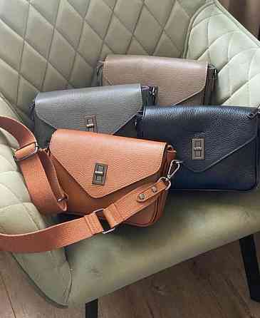 Кросбоді сумка шкіряна на замочці у кольорі тауп чорна Firenze Italy TS000209 Дніпро