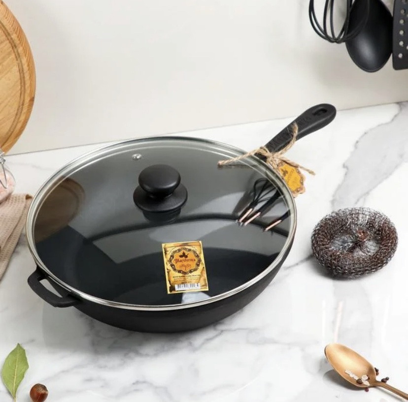 Сковорода чугунная Maysternya с крышкой 24х4 см Т2013С3 Одесса - изображение 2