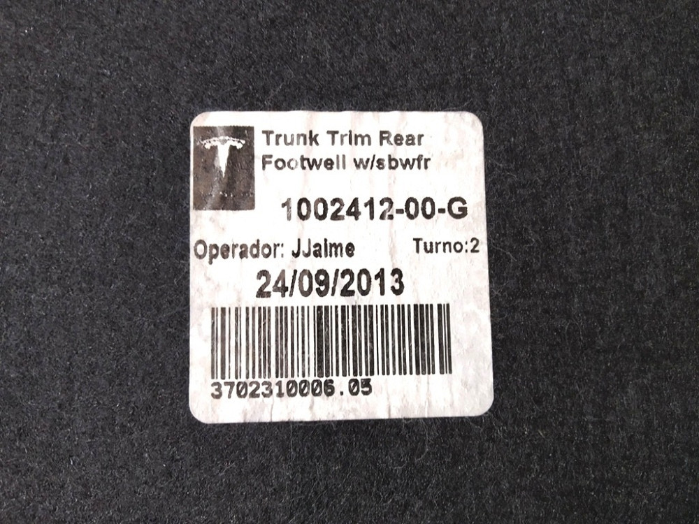 1Отделка ниши багажного отсека нижняя текстиль Tesla model S, model S REST 1045210-00-B Київ - зображення 3