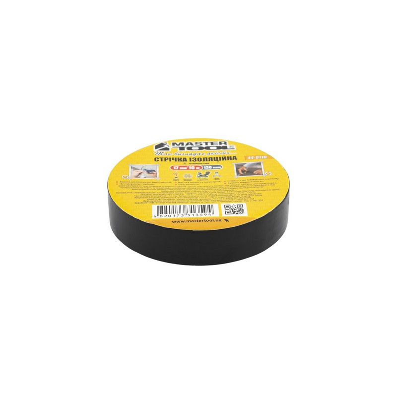 Лента изоляционная MASTERTOOL PVC 17 мм×10 м 10 шт черная 44-9110 Харьков - изображение 3